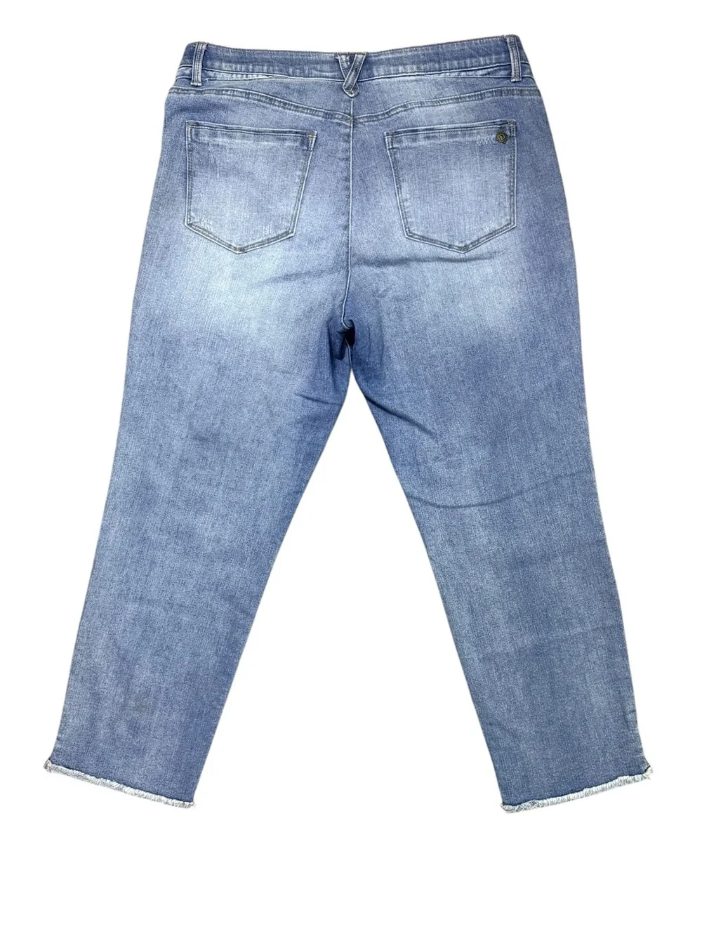 Democracy Absolution Crop Jeans Size 14 Blue Frayed Hem Stretch Denim Capri